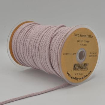 Preview: Kordel rund 6 mm in Puder, aufgerollt neben weiteren Farben der Reihe